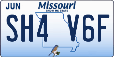 MO license plate SH4V6F