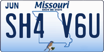 MO license plate SH4V6U
