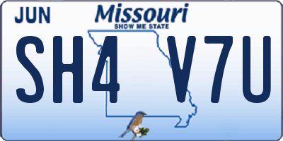 MO license plate SH4V7U