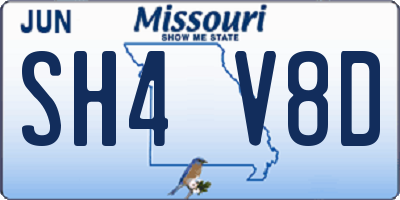 MO license plate SH4V8D
