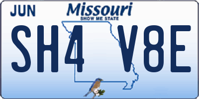 MO license plate SH4V8E