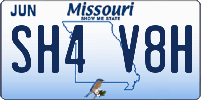 MO license plate SH4V8H