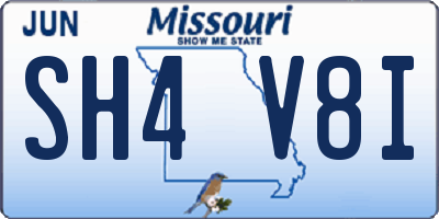 MO license plate SH4V8I