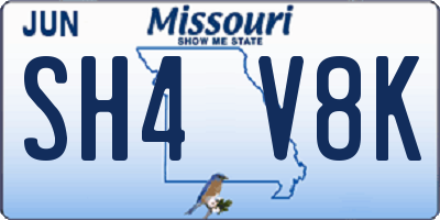 MO license plate SH4V8K