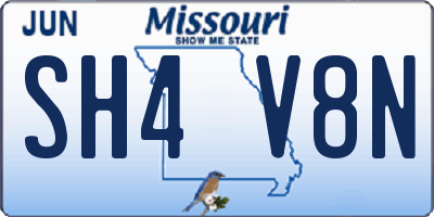 MO license plate SH4V8N