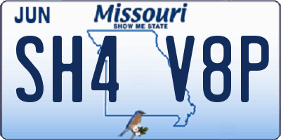 MO license plate SH4V8P