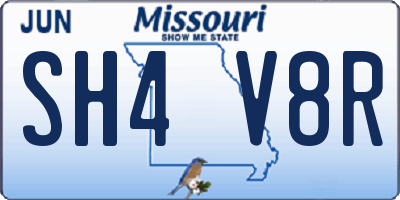 MO license plate SH4V8R