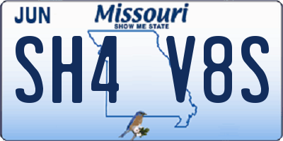MO license plate SH4V8S