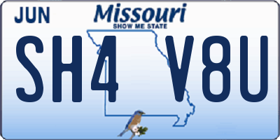 MO license plate SH4V8U