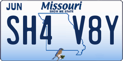 MO license plate SH4V8Y