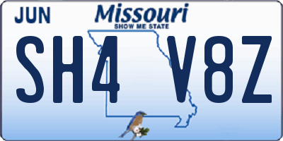MO license plate SH4V8Z