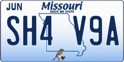 MO license plate SH4V9A