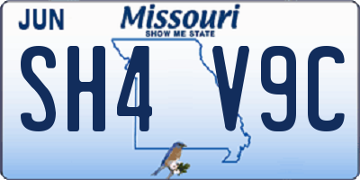 MO license plate SH4V9C