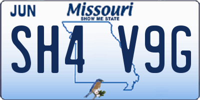 MO license plate SH4V9G