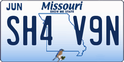MO license plate SH4V9N