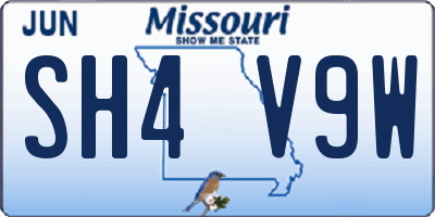 MO license plate SH4V9W