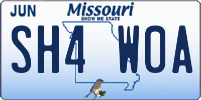 MO license plate SH4W0A