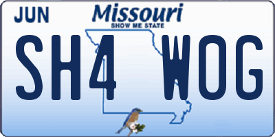 MO license plate SH4W0G
