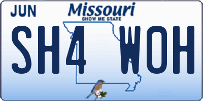 MO license plate SH4W0H