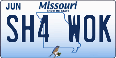 MO license plate SH4W0K