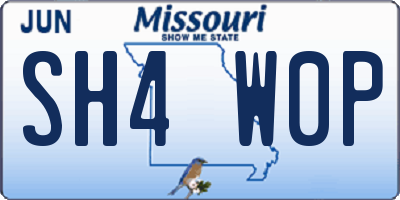 MO license plate SH4W0P