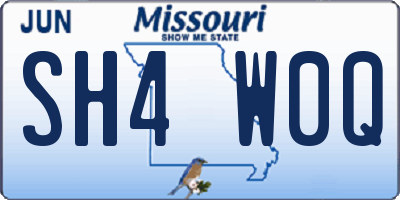 MO license plate SH4W0Q