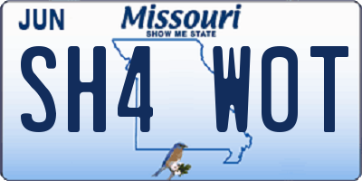 MO license plate SH4W0T