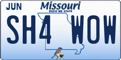 MO license plate SH4W0W