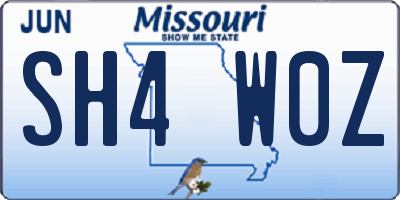 MO license plate SH4W0Z
