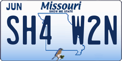 MO license plate SH4W2N