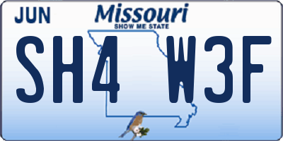 MO license plate SH4W3F