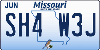 MO license plate SH4W3J