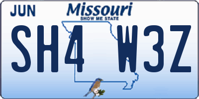 MO license plate SH4W3Z