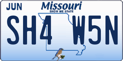 MO license plate SH4W5N
