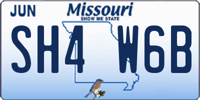 MO license plate SH4W6B