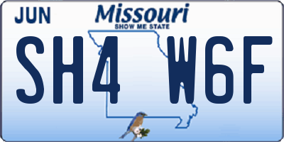 MO license plate SH4W6F
