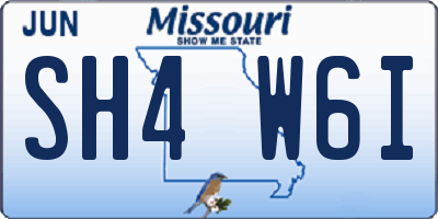 MO license plate SH4W6I
