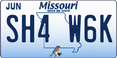 MO license plate SH4W6K