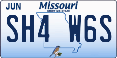 MO license plate SH4W6S