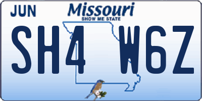 MO license plate SH4W6Z