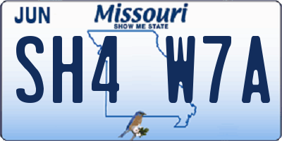 MO license plate SH4W7A