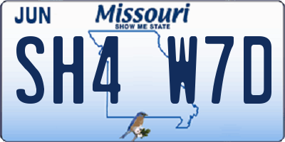 MO license plate SH4W7D