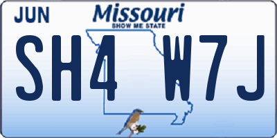 MO license plate SH4W7J