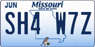 MO license plate SH4W7Z