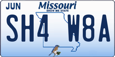 MO license plate SH4W8A