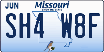 MO license plate SH4W8F