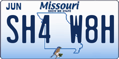MO license plate SH4W8H