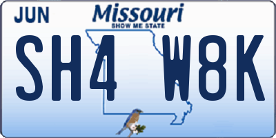 MO license plate SH4W8K