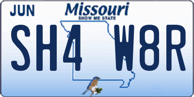 MO license plate SH4W8R
