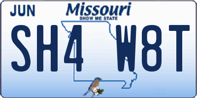 MO license plate SH4W8T